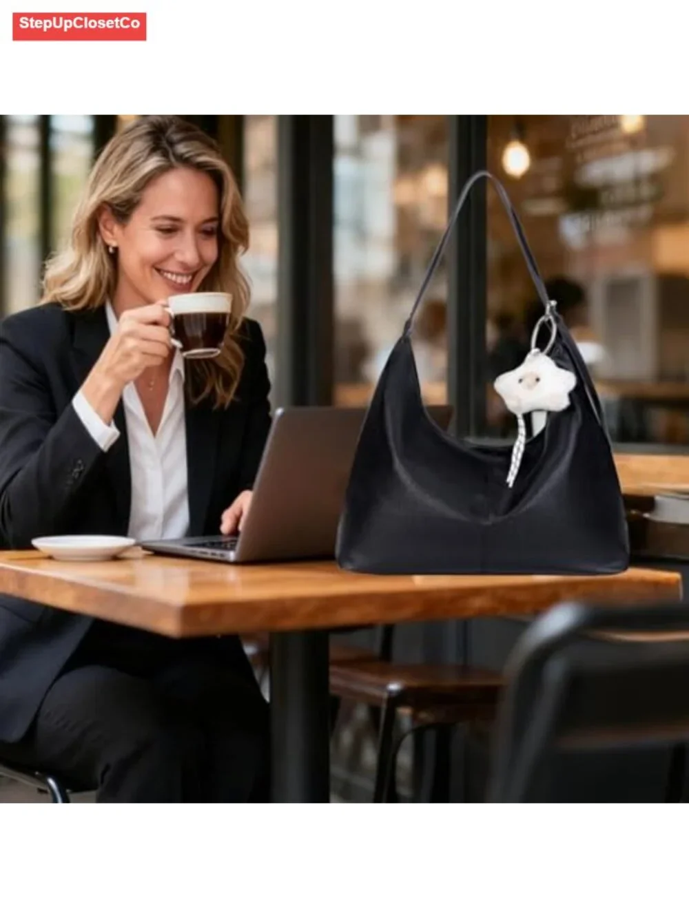 Slouchy Vegan Leather Hobo Bag with Zipper Crossbody Tote for Work Travel